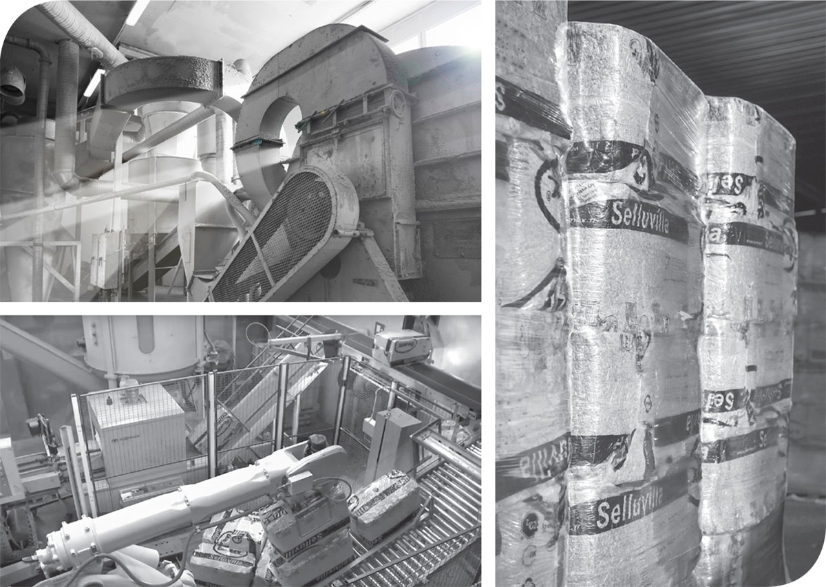 Czarnobiałe zdjęcie zbliżenia na maszyny w fabryce Termex w Finlandii